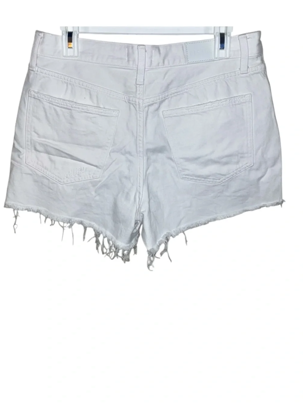 PISTOLA White Denim Distressed Raw Frayed Hem Jean Shorts